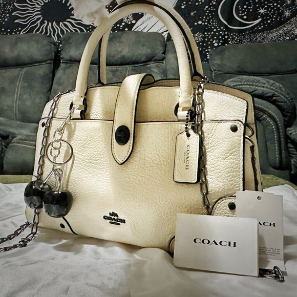Coach soho shoulder bag  Cream Leather Handbag Crossbody purse - Picture 7 of 17